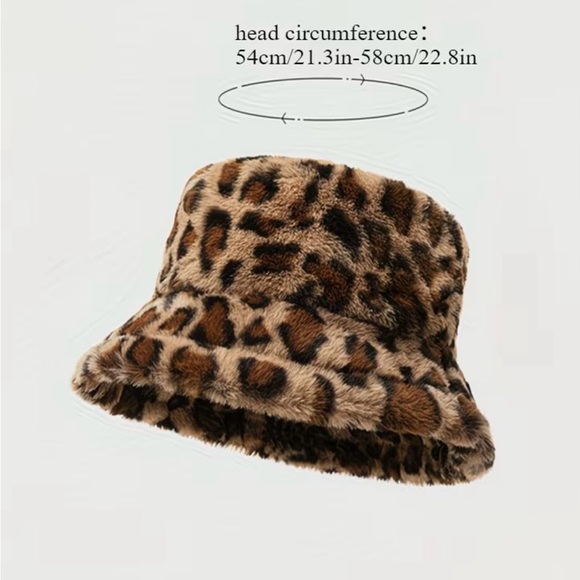 Leopard Print Faux Fur Bucket Hat - Picture 4 of 4